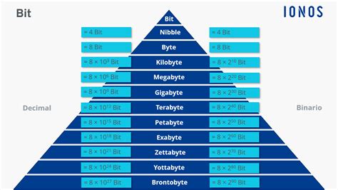 Infografía explicando la diferencia entre bits y bytes