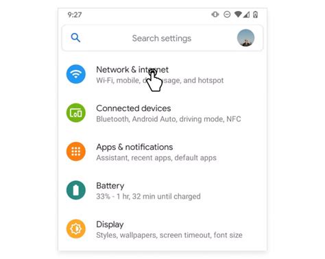 Captura de pantalla de conexión a red oculta en Android