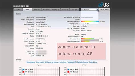 Interfaz de configuración Wi-Fi de un dispositivo Ubiquiti