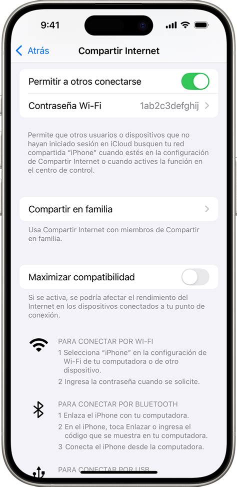 Configuración de Compartir Internet en iOS