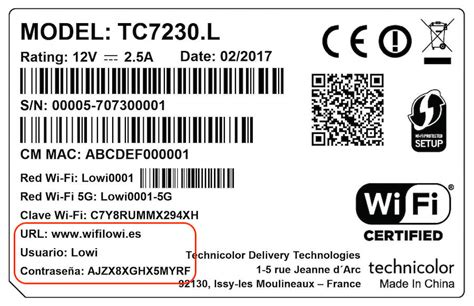 Etiqueta de router con SSID y contraseña