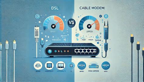 Infografía comparando velocidades de Internet: Fibra vs. Cable vs. DSL