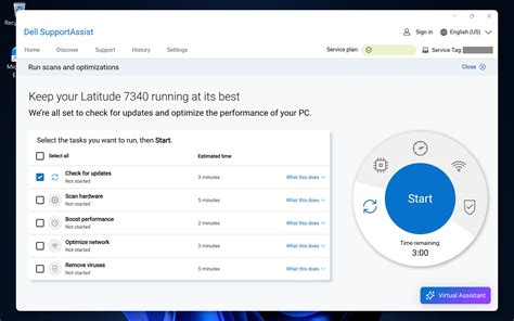 Captura de pantalla de la interfaz de Dell SupportAssist mostrando la opción de actualización de software