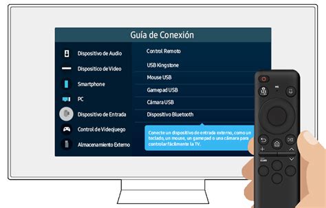 Mando a distancia de TV señalando el botón de fuente/entrada