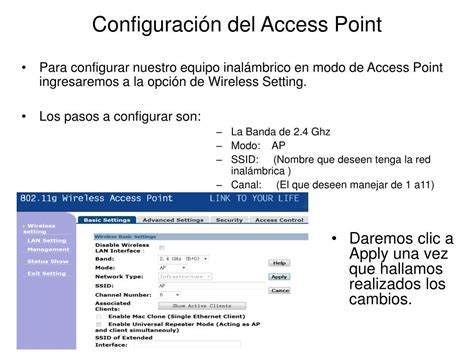 Interfaz de configuración Wireless del Access Point