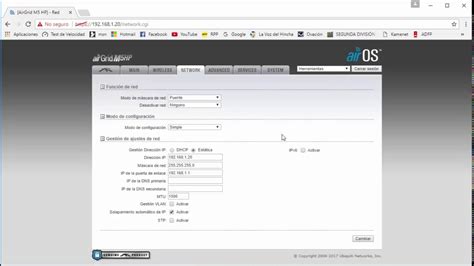 Interfaz de Ubiquiti mostrando intensidad de señal y CCQ