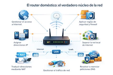 Diagrama de una red doméstica moderna con router y ONT