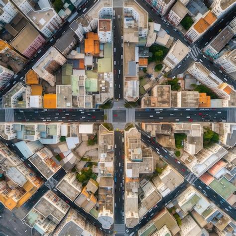 Vista aérea de una ciudad con tráfico denso