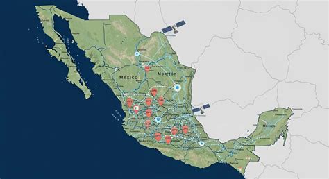 Mapa mostrando la ubicación de torres de telefonía móvil y la orientación de una antena Yagi