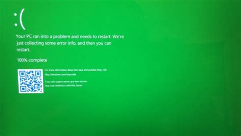 Pantalla verde de la muerte en un ordenador
