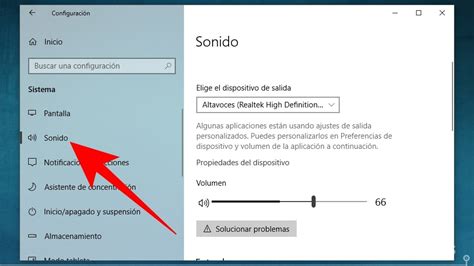 Captura de pantalla de la configuración de sonido de Windows mostrando dispositivos de reproducción