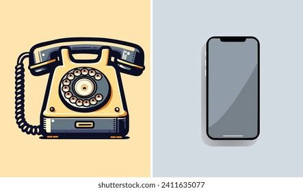 Ilustración de un teléfono antiguo y uno moderno