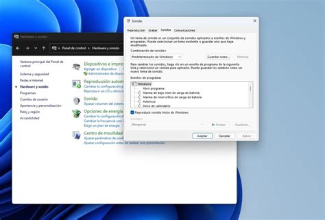 Captura de pantalla del panel de control de sonido de Windows mostrando dispositivos de reproducción
