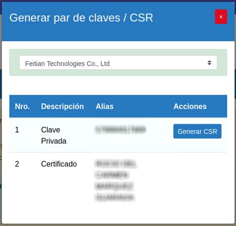 Captura de pantalla del asistente de generación de CSR en IIS