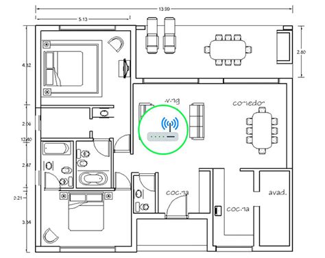 Router en un lugar central y elevado