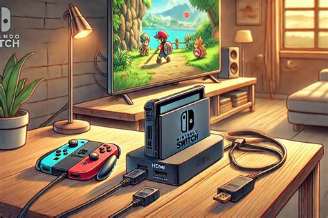 Nintendo Switch conectada a un televisor mediante un cable HDMI