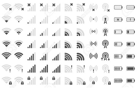 Iconos representando diferentes configuraciones de red: GSM, 3G, LTE, Wi-Fi