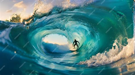 Surfista surfeando una gran ola