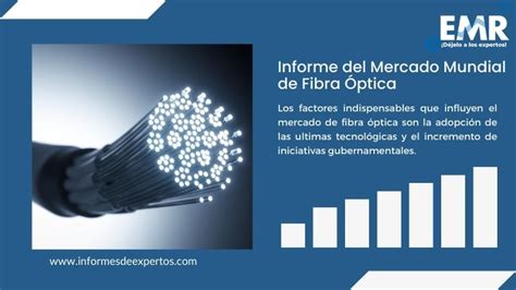 Infografía mostrando el crecimiento del mercado de fibra óptica y sus aplicaciones