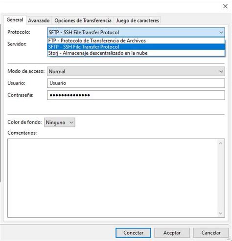 Captura de pantalla de una sesión SFTP en la línea de comandos
