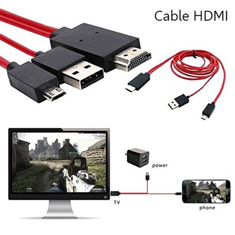 Cable HDMI conectando un smartphone a un televisor