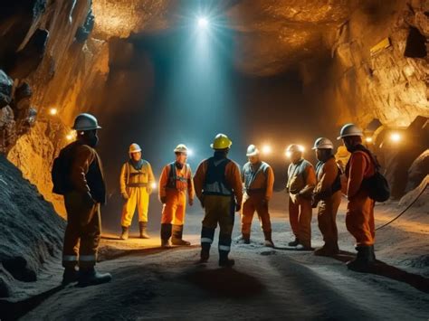 Equipo de mineros trabajando en seguridad