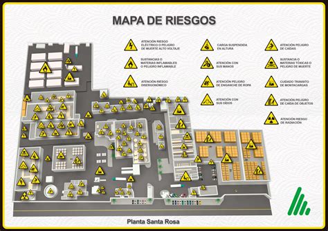 Mapa de una faena minera con zonas de riesgo