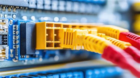 Cable Ethernet rojo conectado a un servidor