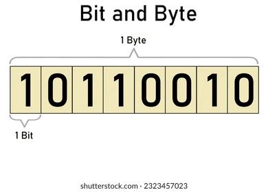 Diagrama explicando la diferencia entre bits y bytes