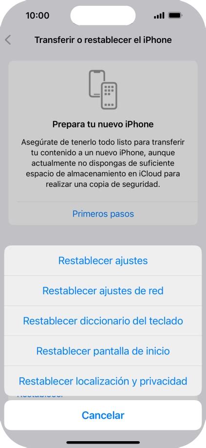 Infografía mostrando los pasos para restablecer los ajustes de red en un iPhone