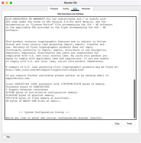 Captura de pantalla de la configuración CLI de un router Cisco para DHCP