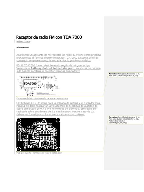 Esquema del circuito de un receptor FM con TDA 7000