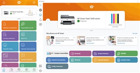 interfaz de la aplicación HP Smart
