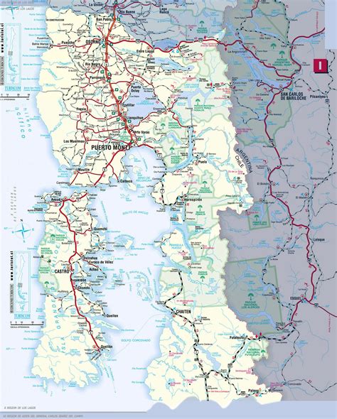 Mapa de la Región de Los Lagos con Puerto Montt destacado