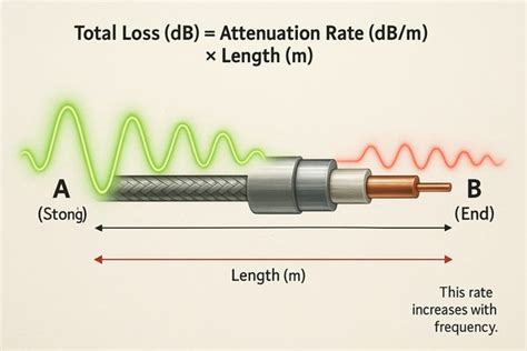 Esquema de prueba de atenuación de cable coaxial
