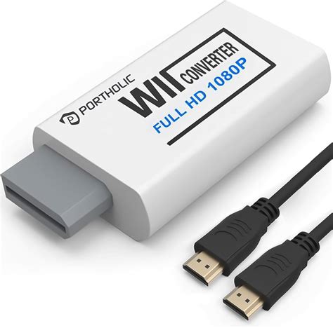 Puertos de conexión de un adaptador Wii a HDMI